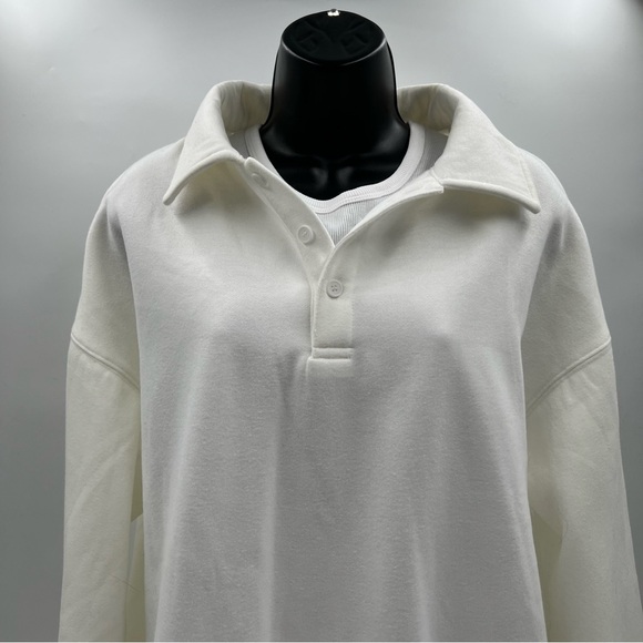Women’s Caracilia size L oversized white collared sweatshirt. NWT - Picture 7 of 9